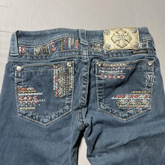 Miss Me Jeans Womens 25 Blue Signature Skinny Embroidered Stretch Denim Mid Rise - Picture 3 of 16